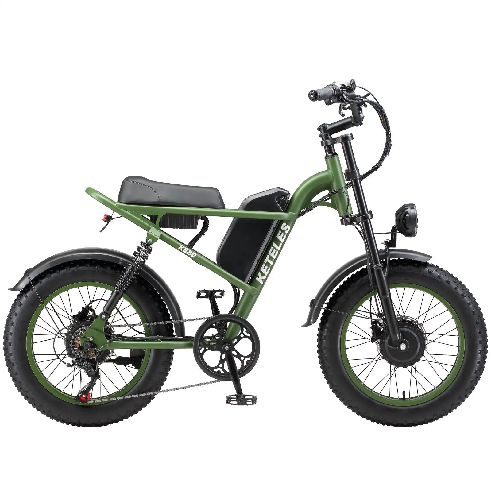 K880 Adult Electric Motorcycle 2000W Motor 20'' Fat Tire Electric Bike 23AH/17.5AH Battery 7-Speed Top Speed 30Mph New