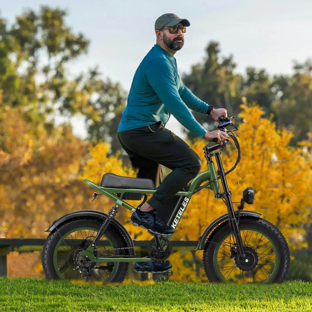 K880 Adult Electric Motorcycle 2000W Motor 20'' Fat Tire Electric Bike 23AH/17.5AH Battery 7-Speed Top Speed 30Mph New
