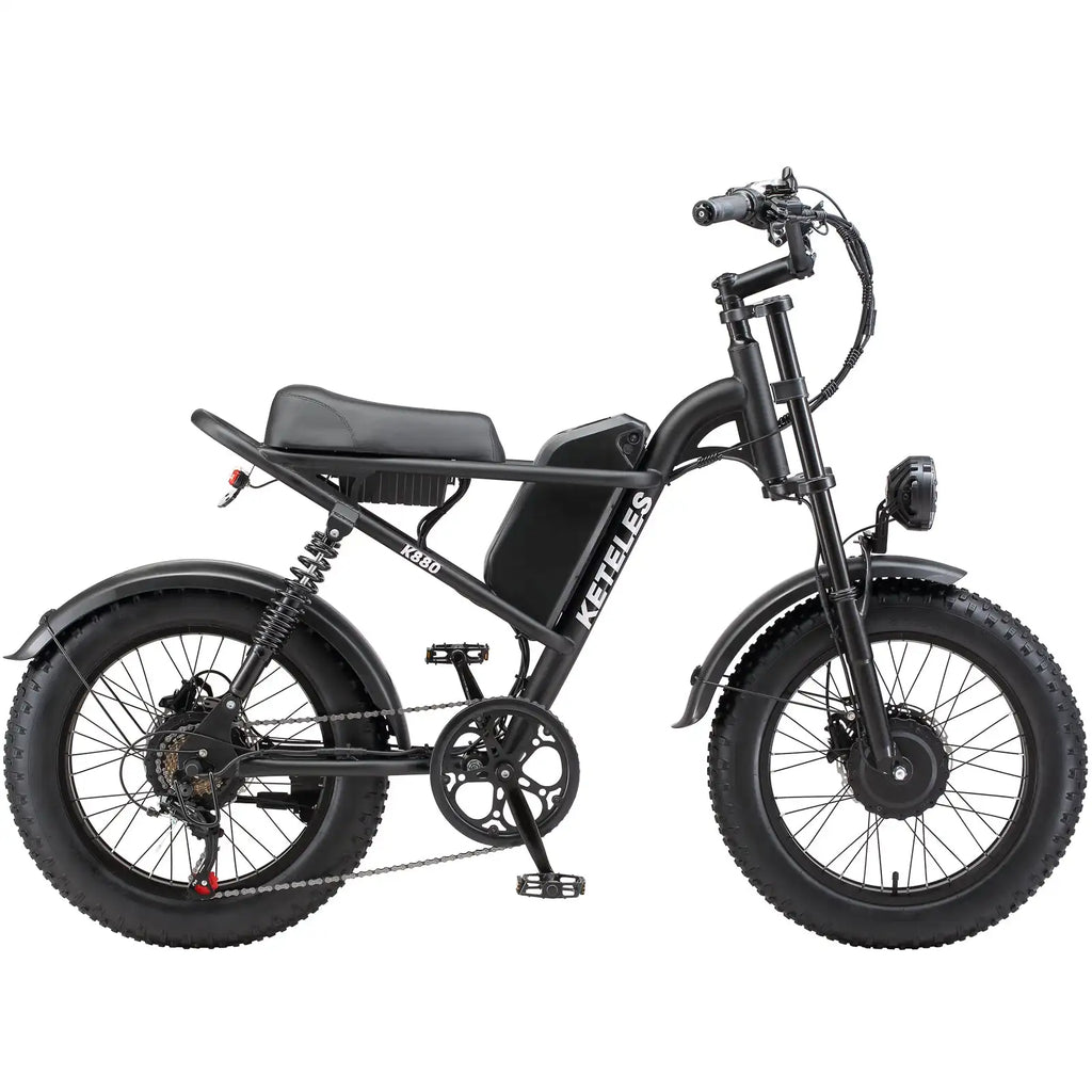 K880 Adult Electric Motorcycle 2000W Motor 20'' Fat Tire Electric Bike 23AH/17.5AH Battery 7-Speed Top Speed 30Mph New